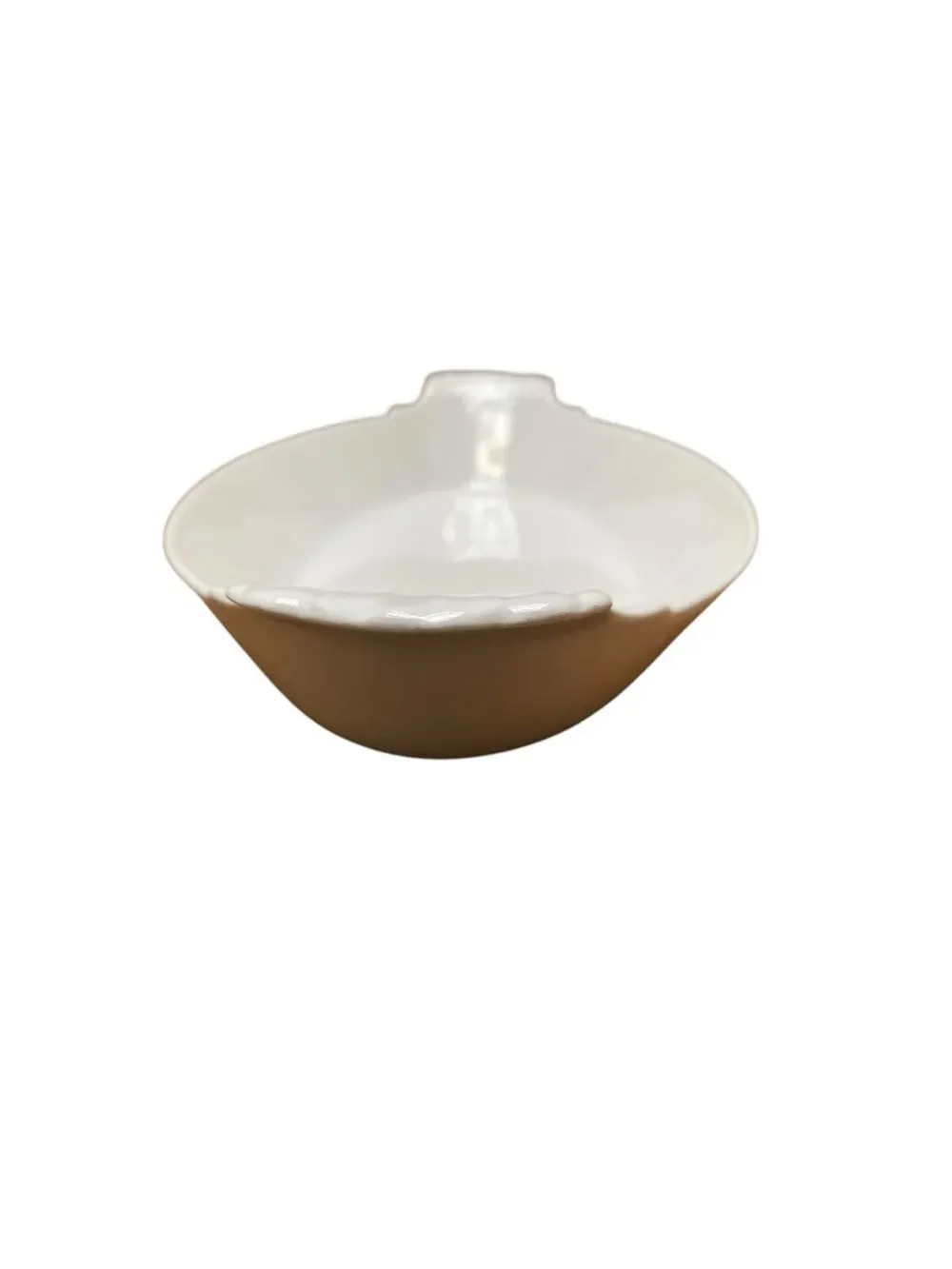 Vintage French Ironstone Serving Bowl White Oval Shell Handles Farmhouse